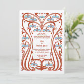 Invitation Vintage 1904 Art Nouveau Flowers Foliage Frame (Debout devant)