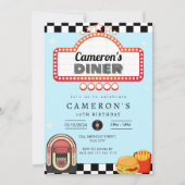 Invitation Vintage 1950 Diner Retro Birthday Sock Hop (Devant)