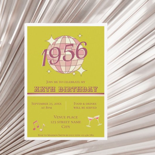 Invitation Vintage 1956 70e anniversaire rétro greenInvitatio