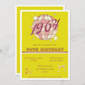 Invitation Vintage 1964 61e anniversaire rétro vert Invitatio (Devant / Derrière)