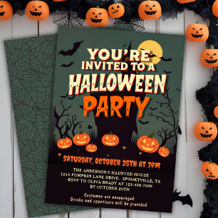 Invitation Vintage 1970 Haunted House Halloween Party