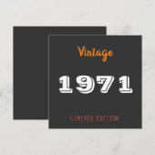 Invitation Vintage 1971 édition limitée 55e cadeau d'annivers (Devant / Derrière)