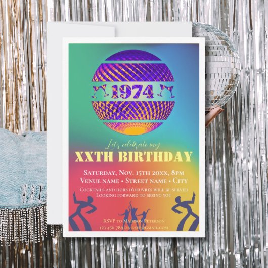 Invitation Vintage 1974 51e fête d'anniversaire