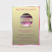 Invitation vintage 1974 anniversaire or rose (Devant)