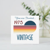 Invitation Vintage 1975 Retro Stripe Sun 50e anniversaire (Debout devant)