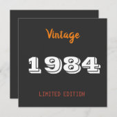 Invitation Vintage 1984 édition limitée 40e cadeau d'annivers (Devant / Derrière)