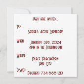 Invitation Vintage 1985 Retro Stripe Sun (Dos)