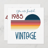 Invitation Vintage 1985 Retro Stripe Sun 40e anniversaire (Devant / Derrière)