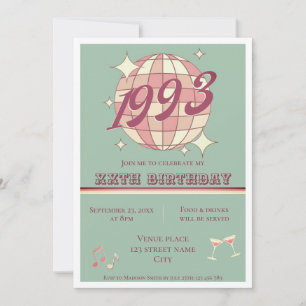 Invitation Vintage 1993 27ème fête de 28ème anniversaire Invi