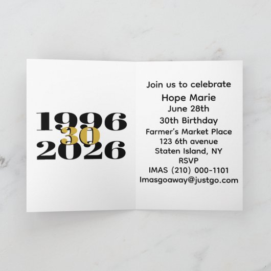 Invitation Vintage 1996 Milestone 30th Birthday (Intérieur)