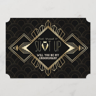 Invitation Vintage 20s Or Noir Art Déco Sois Mon Garçon D'Hon