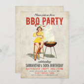 Invitation vintage 2 d'anniversaire de BBQ (Devant / Derrière)