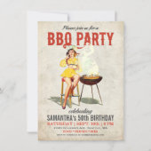 Invitation vintage 2 d'anniversaire de BBQ (Devant)