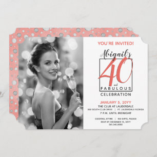 Invitation Vintage 40 et fabuleux n'importe quel nombre Anniv