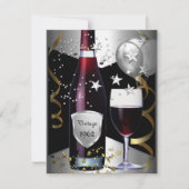 Invitation Vintage 50e Anniversaire Vin Black Gold Argent (Devant)