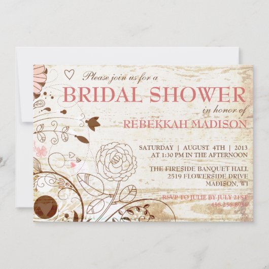 Invitation Vintage à la douche à la nuptiale (Devant)