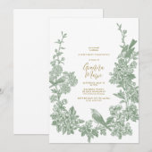 Invitation vintage à la première communion botaniq (Devant / Derrière)