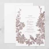 Invitation vintage à la première communion botaniq (Devant / Derrière)