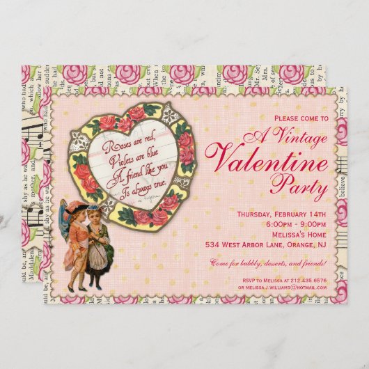 Invitation Vintage à la Saint Valentin (Devant / Derrière)