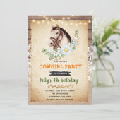 Invitation Vintage à l'anniversaire du cheval (Debout devant)