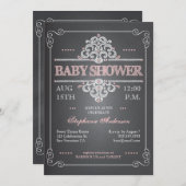 Invitation Vintage à l'Baby shower de filles en ta (Devant / Derrière)
