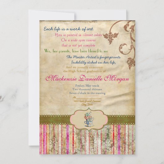 Invitation Vintage à un diplôme de thé (Devant)