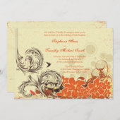 Invitation Vintage à un mariage orangé (Devant / Derrière)