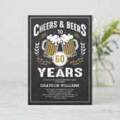 Invitation Vintage Acclamations & Bières Anniversaire Tout Âg (Debout devant)