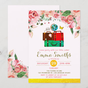 Invitation Vintage Adventure World Travel Anniversaire rustiq
