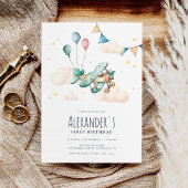 Invitation Vintage Aérocouleur Avion fête d'anniversaire