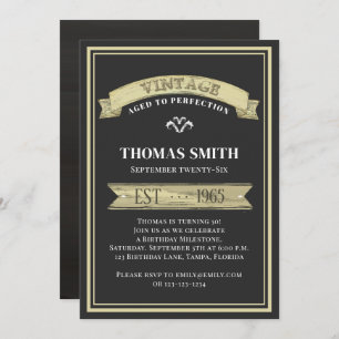 Invitation Vintage Aged to Perfection Modern Trendy Birthday