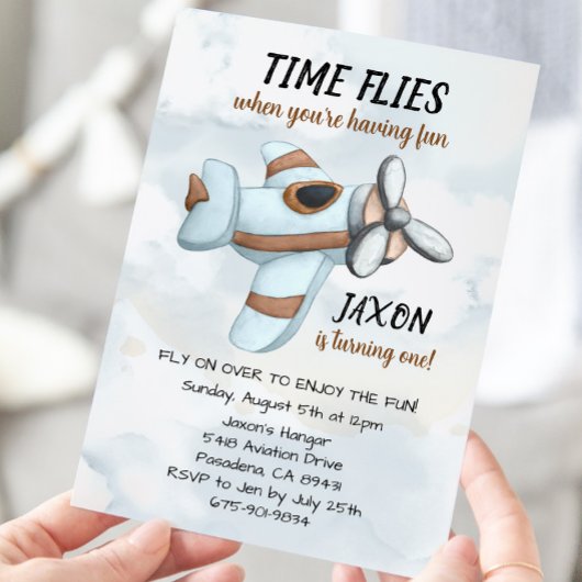 Invitation Vintage Airplane Pilot Aviation Birthday Party