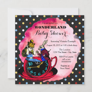 Invitation Vintage Alice au Baby shower Wonderland