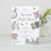 Invitation Vintage Alice Au Pays Des Merveilles Baby shower (Debout devant)