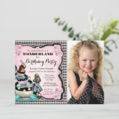 Invitation Vintage Alice au pays des merveilles fête d'annive (Debout devant)