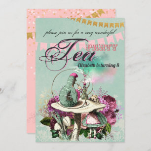 Invitation Vintage Alice au Pays des merveilles Tea Party