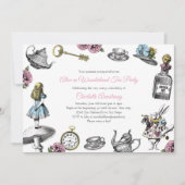 Invitation Vintage Alice au Wonderland Tea Party (Devant)
