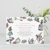 Invitation Vintage Alice au Wonderland Tea Party (Debout devant)