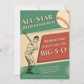 Invitation Vintage All Star Baseball Men 50th Birthday (Devant)