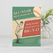 Invitation Vintage All Star Baseball Men 50th Birthday (Debout devant)