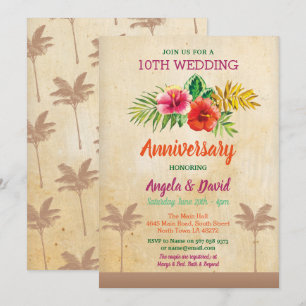 Invitation Vintage Aloha pour Anniversaire de Mari