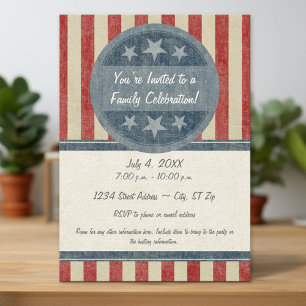 Invitation Vintage American Shield Stars Stripes