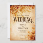 Invitation Vintage ancien parchemin avec Mariage Rose (Devant)