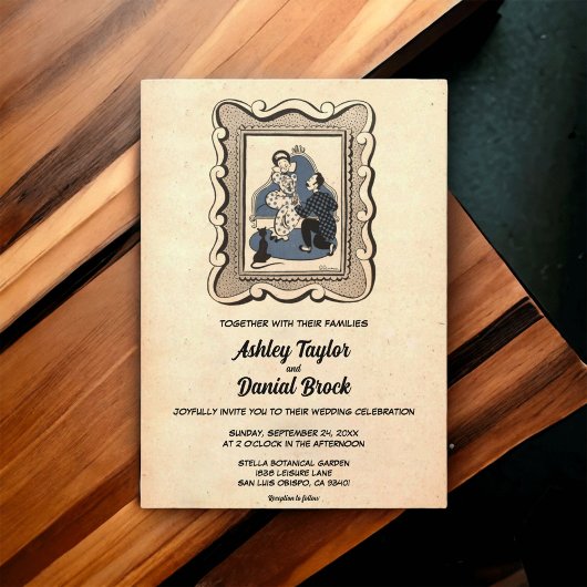 Invitation Vintage Ancien Proposition Rustique Retro Mariage