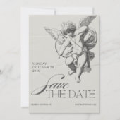 Invitation Vintage ange cupide mariage (Devant)