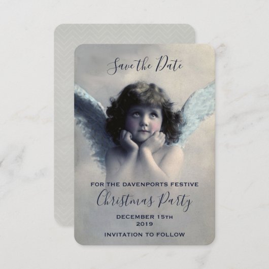 Invitation Vintage Angel Retro Noël (Devant / Derrière)