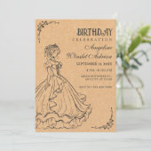 Invitation Vintage anniversaire de princesse (Debout devant)