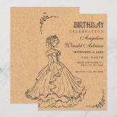 Invitation Vintage anniversaire de princesse (Devant / Derrière)
