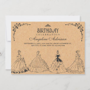 Invitation Vintage anniversaire de princesse