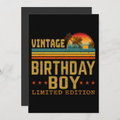 Invitation vintage anniversaire garçon édition limitée (Devant / Derrière)